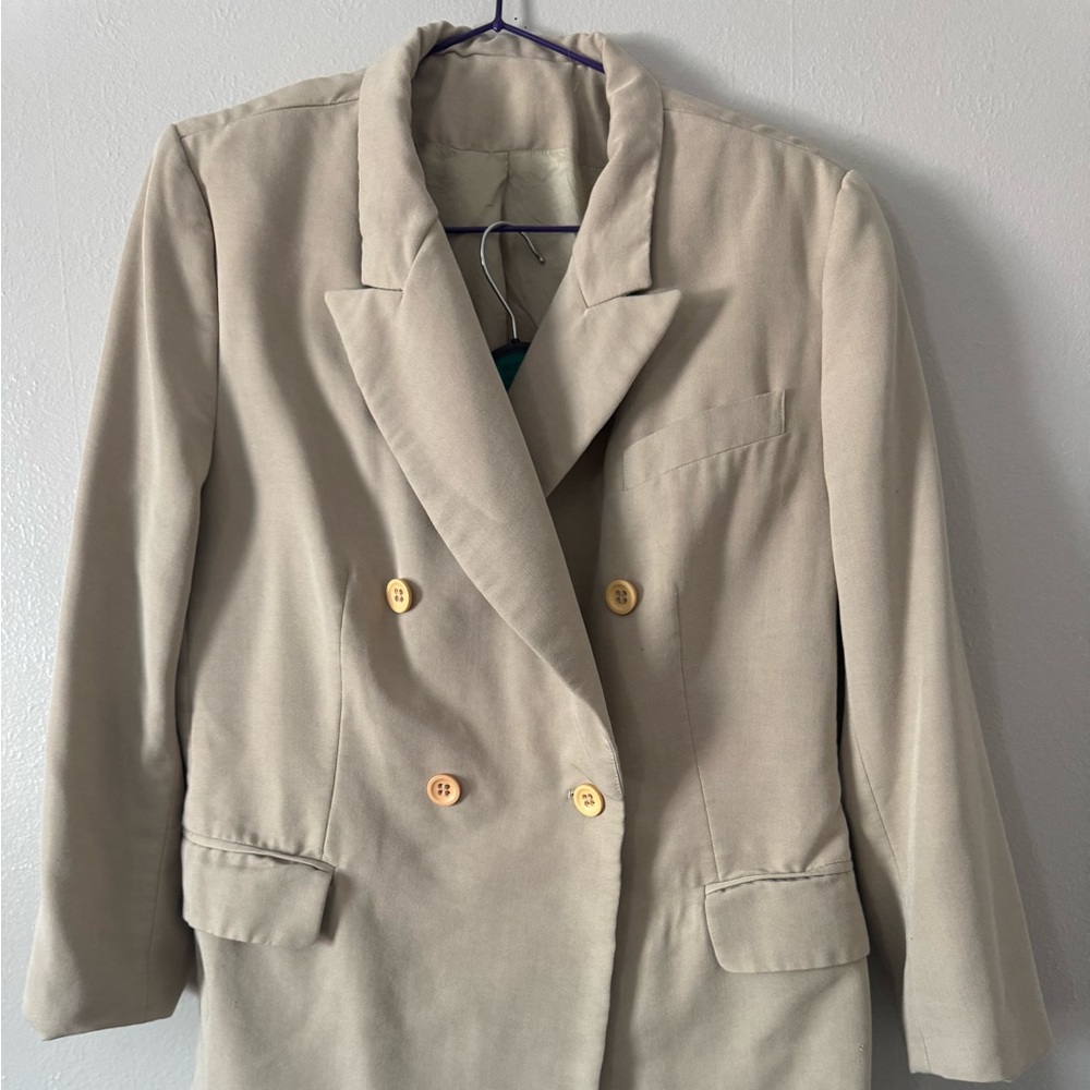 Classic Tan Double-Breasted Women's Blazer